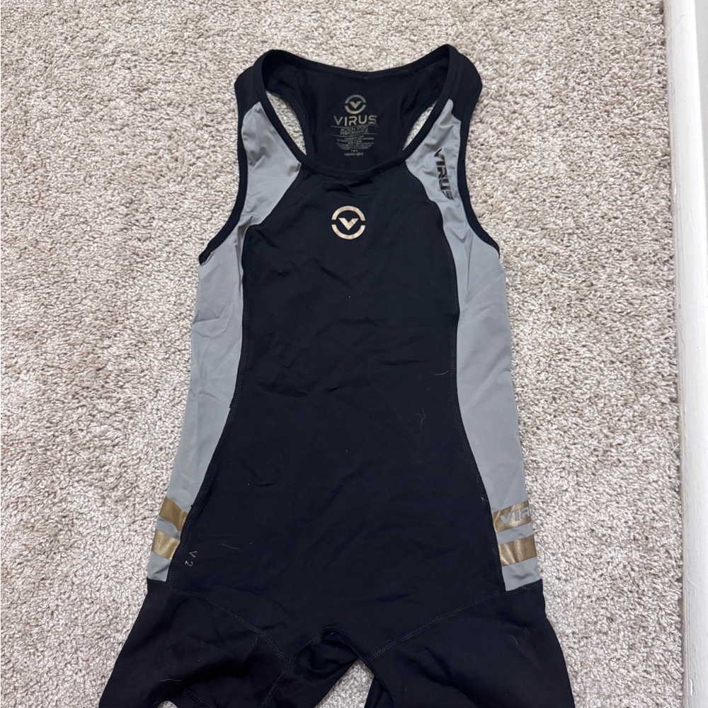 Virus Black and Gray Athletic Singlet